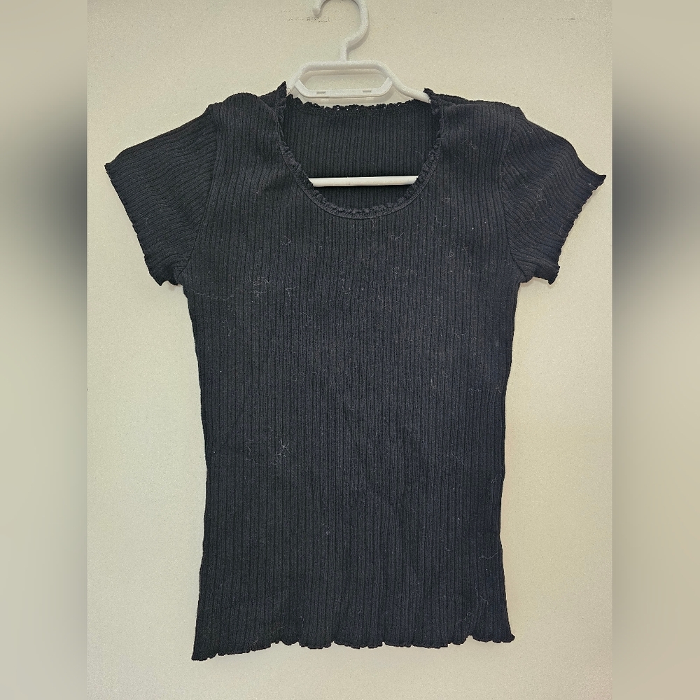 Black Ribbed Women's Top
